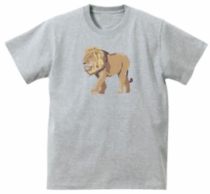 ライオン　おもしろデザイン　Tシャツ　グレー
