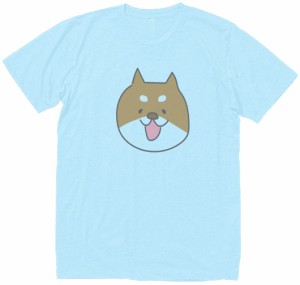 柴犬　おもしろデザイン　Tシャツ　水色