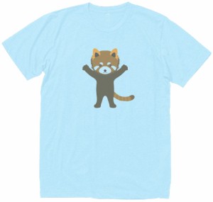 レッサーパンダ　おもしろデザイン　Tシャツ　水色