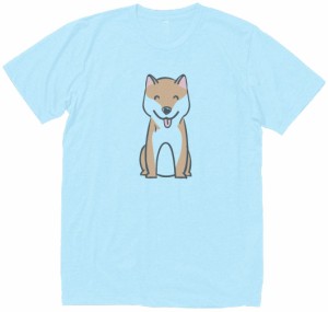 柴犬　おもしろデザイン　Tシャツ　水色