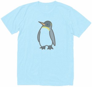 ペンギン　おもしろデザイン　Tシャツ　水色