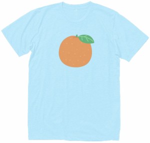 みかん　果物　おもしろデザイン　Tシャツ　水色