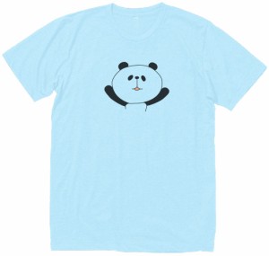 パンダ　おもしろデザイン　Tシャツ　水色