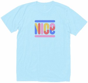 NICE　おもしろデザイン　Tシャツ　水色