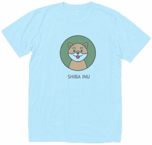柴犬　おもしろデザイン　Tシャツ　水色