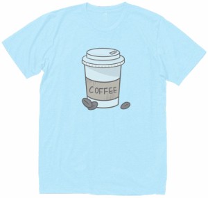 コーヒー　おもしろデザイン　Tシャツ　水色
