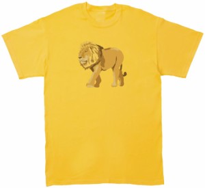 ライオン　おもしろデザイン　Tシャツ　イエロー
