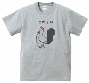 ニワトリ　動物・生き物　Tシャツ　グレー