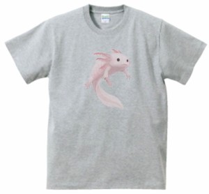 ウーパールーパー　動物・生き物　Tシャツ　グレー　　　