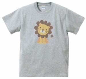 動物・生き物　ライオン　Tシャツ　グレー