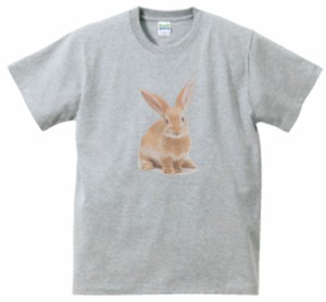 うさぎ　動物・生き物　Tシャツ　グレー