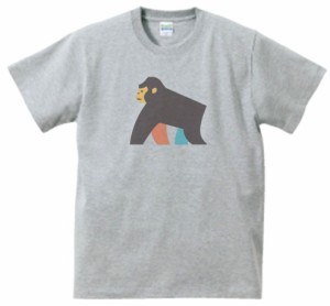 ゴリラ　動物・生き物　Tシャツ　グレー