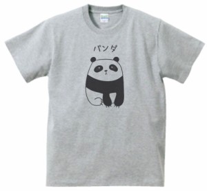 パンダ　動物・生き物　Tシャツ　グレー