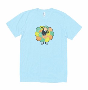 動物　生き物　Tシャツ　ヒツジ　羊　水色