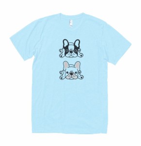 動物　生き物　Tシャツ　フレンチブルドッグ　水色