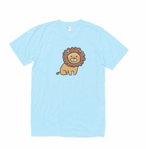 動物　生き物　Tシャツ　キュートなライオン　水色　