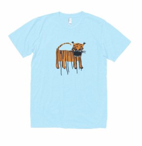 動物　生き物　Tシャツ　トラ　水色