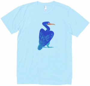 鳥　動物・生き物　Tシャツ　水色　