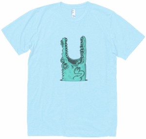 ワニ　動物・生き物　Tシャツ　水色　