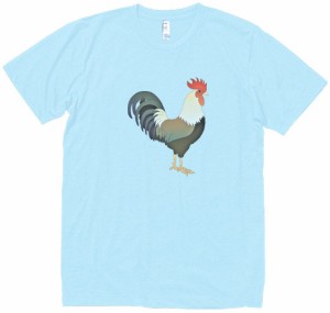 ニワトリ　動物・生き物　Tシャツ　水色　