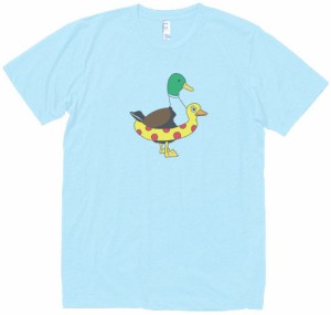 カモ　動物・生き物　Tシャツ　水色　　　　