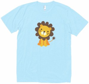 動物・生き物　ライオン　Tシャツ　水色