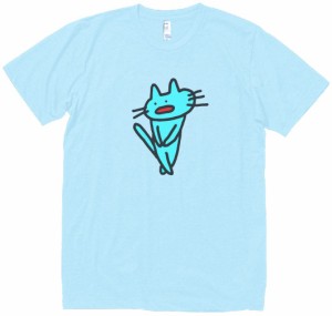 動物・生き物　ネコ　Tシャツ　水色