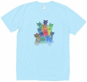 ネコ　猫　動物・生き物　Tシャツ　水色