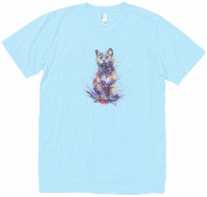 ネコ　猫　動物・生き物　Tシャツ　水色