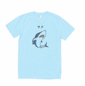 動物　生き物　Tシャツ　サメ　水色