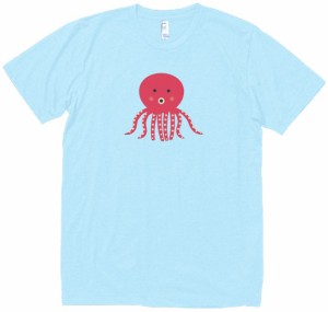 タコ　動物・生き物　Tシャツ　水色