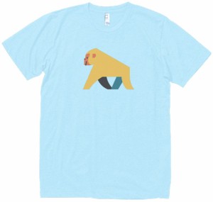 サル　動物・生き物　Tシャツ　水色