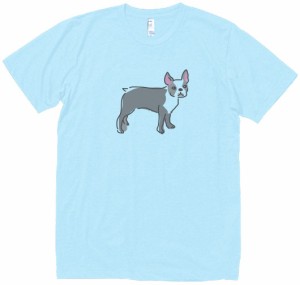 イヌ　犬　動物・生き物　Tシャツ　水色