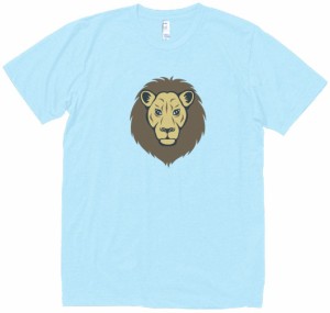 ライオン　動物・生き物　Tシャツ　水色