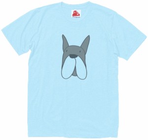 犬　イヌ　動物・生き物　Tシャツ　水色