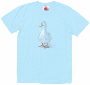 アヒル　動物・生き物　Tシャツ　水色