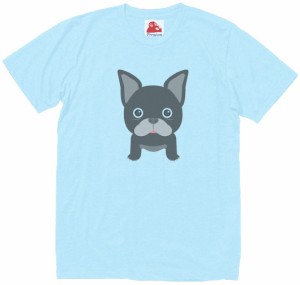 犬　イヌ　動物・生き物　Tシャツ　水色