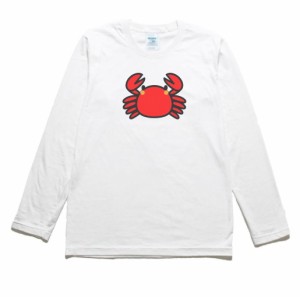 カニ　動物・生き物　長袖　ロングスリーブTシャツ  水色　　　　