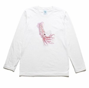 イカ　動物・生き物　長袖Tシャツ　ロングスリーブ  　　　　