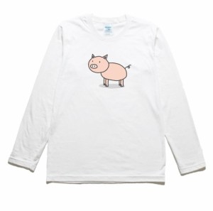 ブタ　動物・生き物　長袖Tシャツ　ロングスリーブ