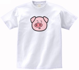 ブタ　動物・生き物　Tシャツ　白