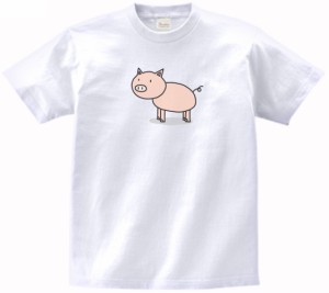 ブタ　動物・生き物　Tシャツ　白