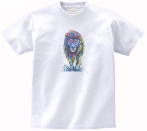 ライオン　動物・生き物　Tシャツ　白