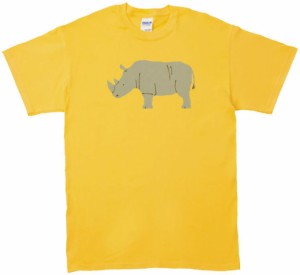 サイ　動物・生き物　Tシャツ　イエロー　