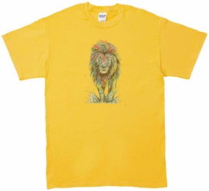 ライオン　動物・生き物　Tシャツ　イエロー