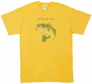 ブラックバス　動物・生き物　Tシャツ　イエロー