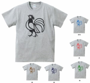 動物　生き物　ニワトリ　Tシャツ　グレー