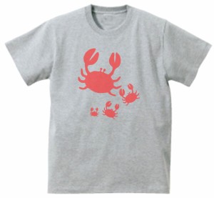 動物　生き物　カニ　Tシャツ　グレー