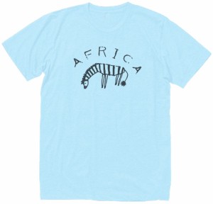 動物　生き物　AFRICA　シマウマ　Tシャツ　水色