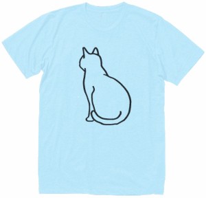 動物　生き物　猫　ネコ　Tシャツ　水色